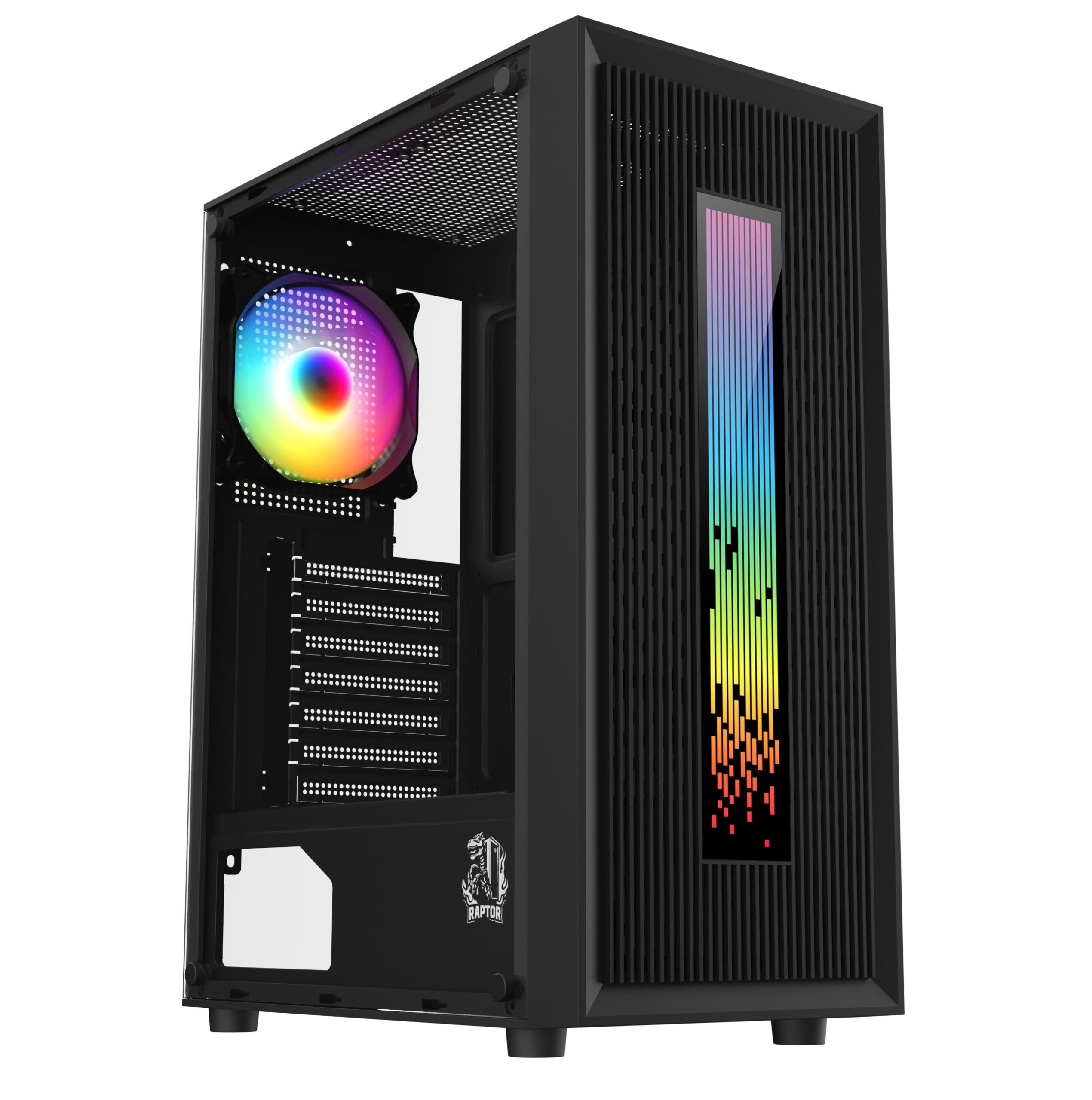 Gabinete Raptor Vortex Tg Mid-tower RGB Back Fan X1 + LED Front W/button Control (6710) - I-Computacion
