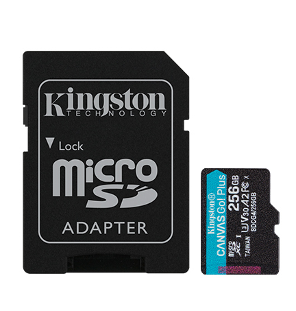 Microsd Kingston 256gb C/adap Canvas Go! Plus Gen4 (4k Camara-drones)(7999) - I-Computacion