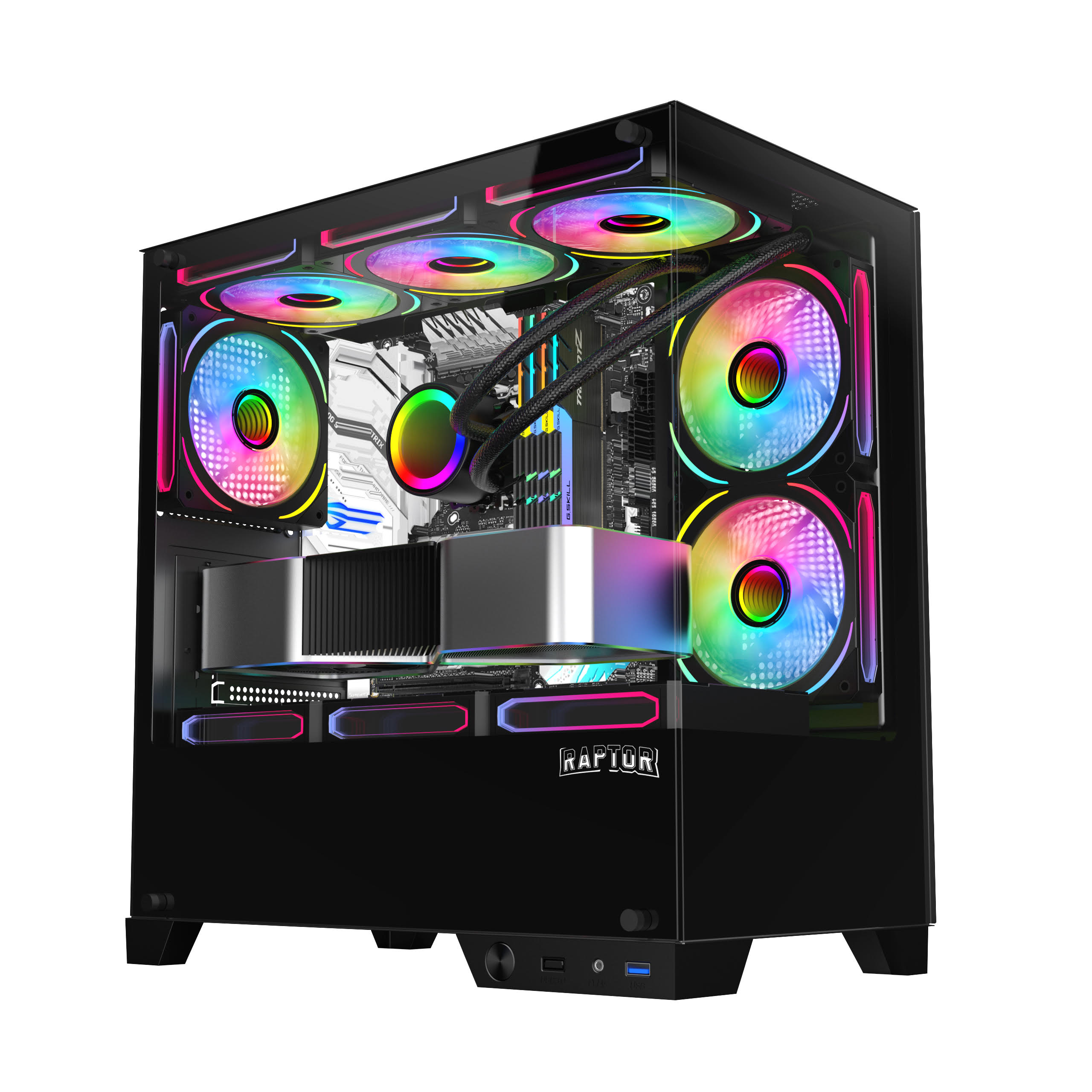 Gabinete Raptor Thunder Strike Tg X2 Mid-tower RGB Fan X1 Black - I-Computacion