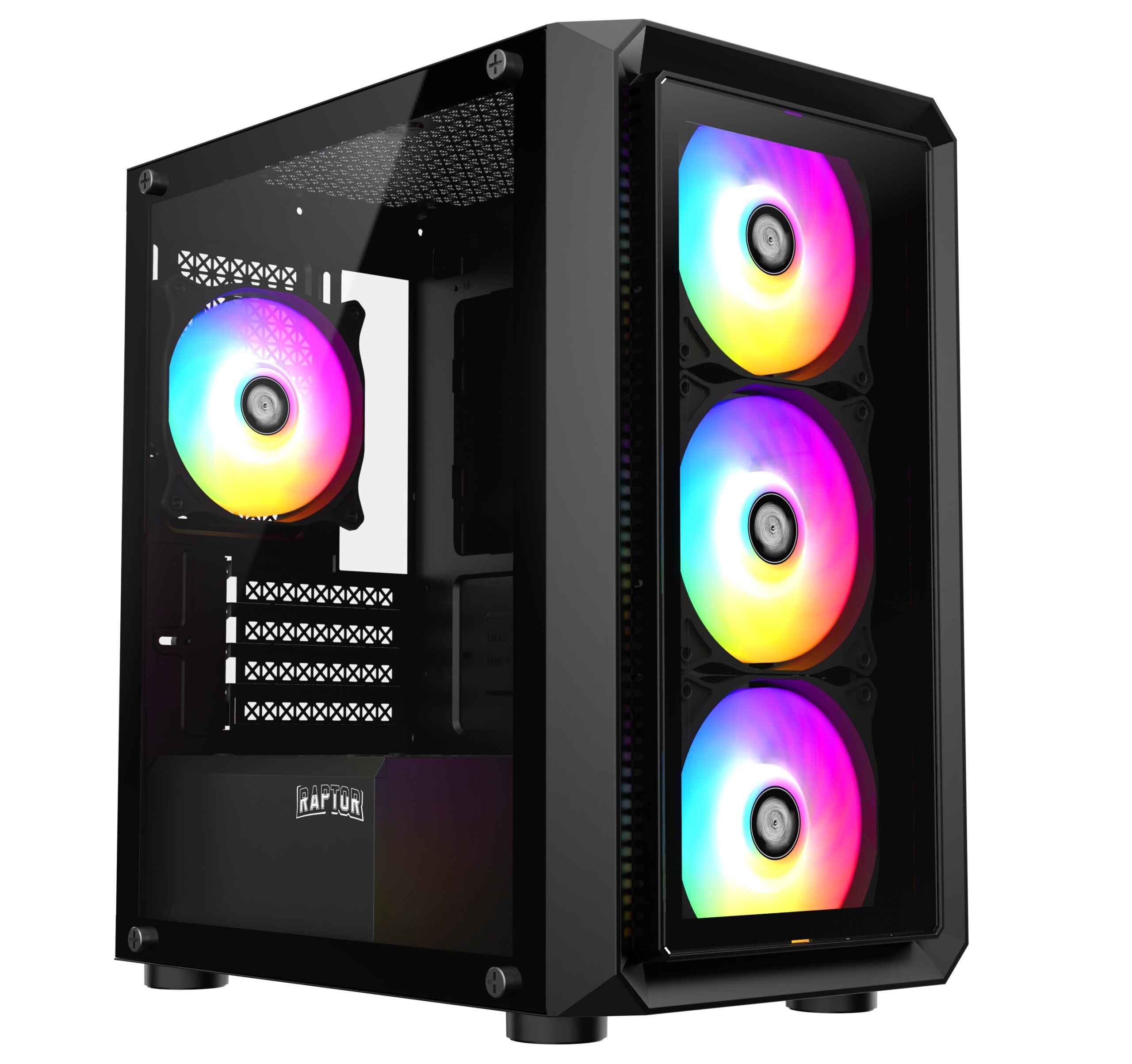 Gabinete Raptor Infinity Glass Tg X2 Mid-tower RGB Fan X4 (6717) - I-Computacion