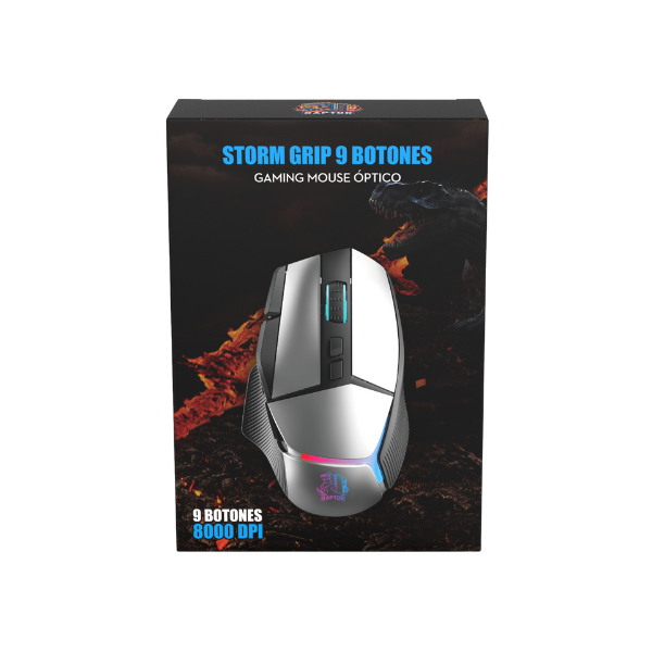 Mouse Gamer Raptor Storm Grip 9 Botones 8000dpi Retroiluminado Gris (2177) - I-Computacion