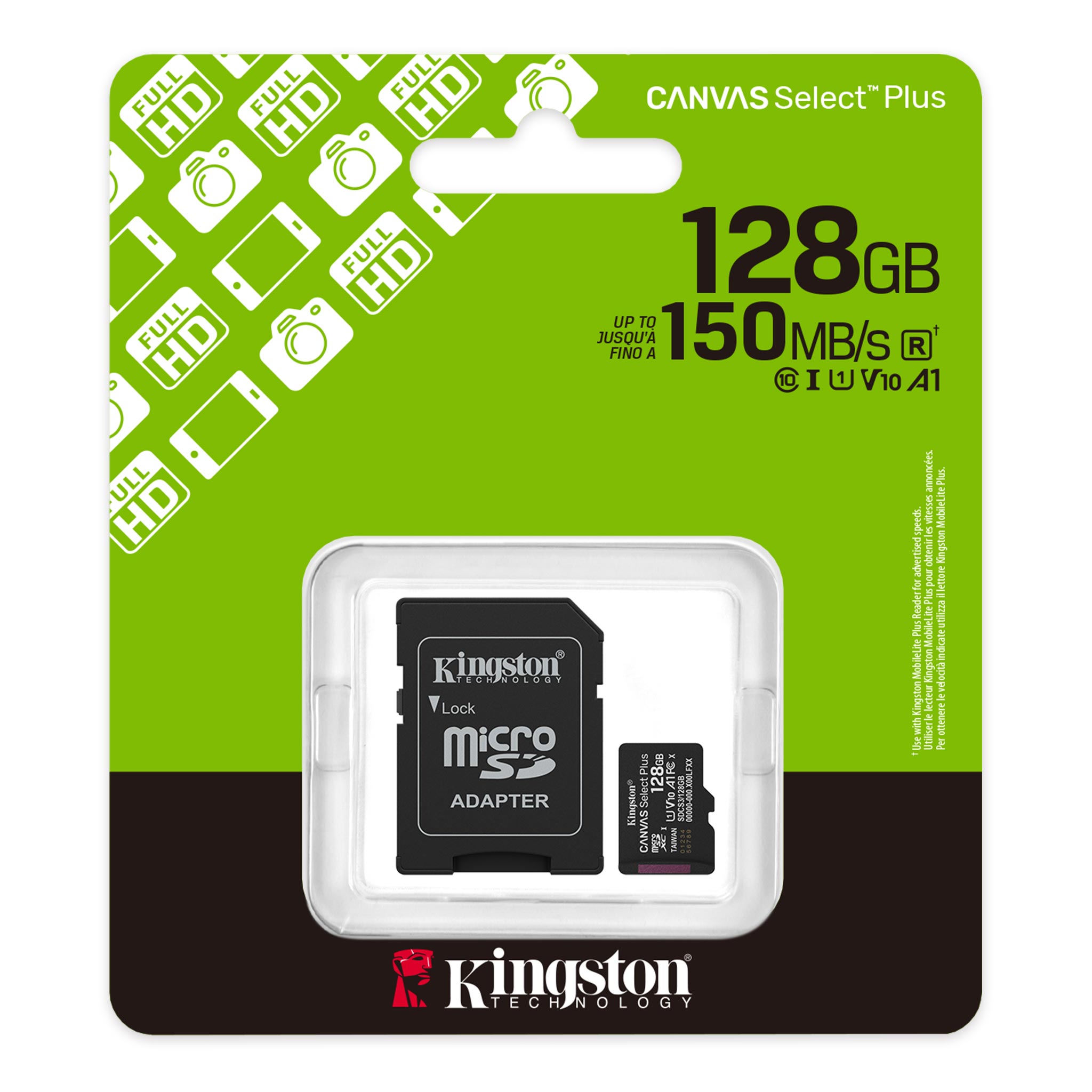 MicroSD KINGSTON 128GB c/Adap Gen3 150MB/s Canvas S Plus CL10 (8453) - I-Computacion