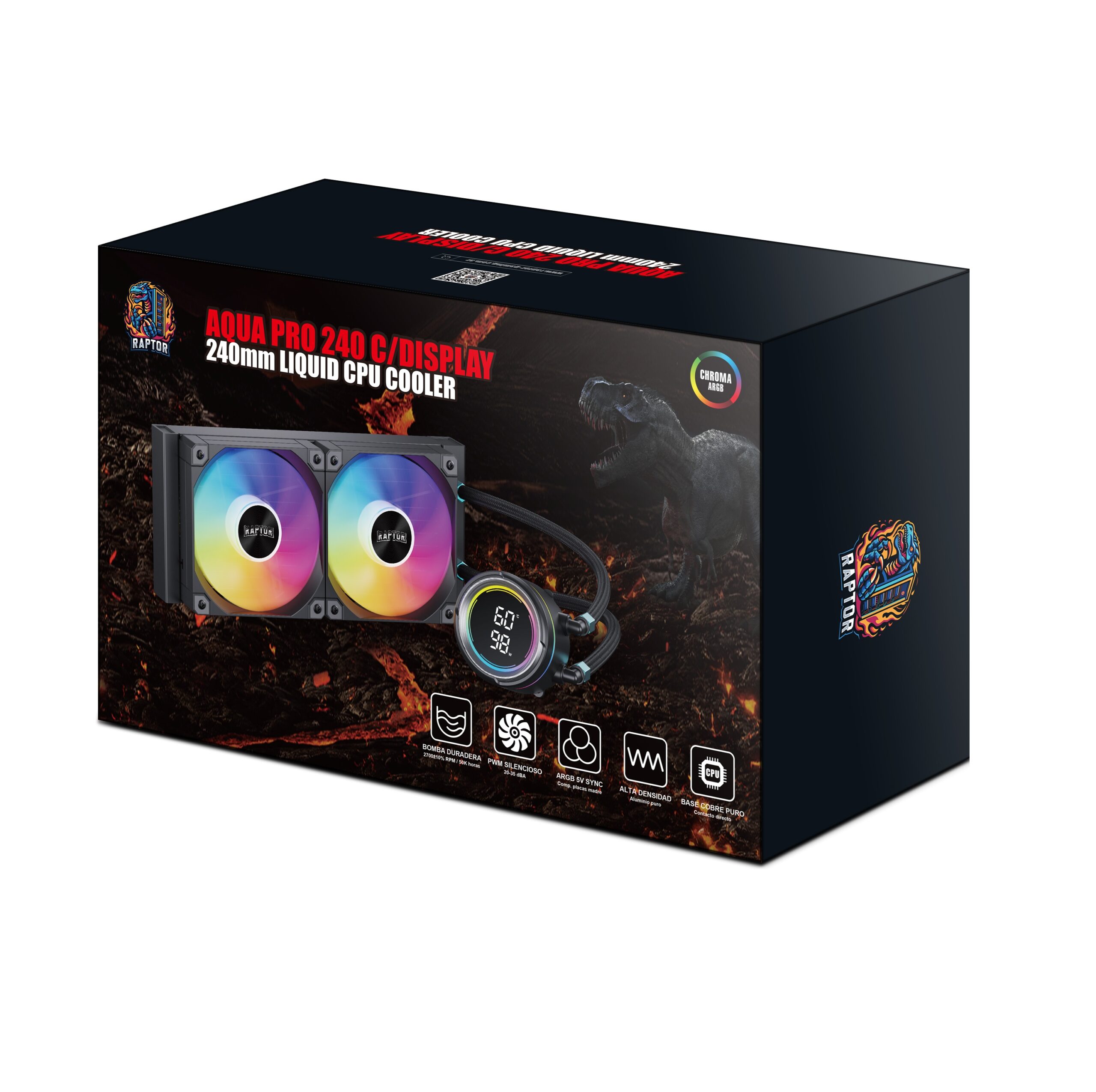 Water Cooling Raptor Aqua Pro 240 Display 2x CPU Cooler 240mm Negro (7695) - I-Computacion