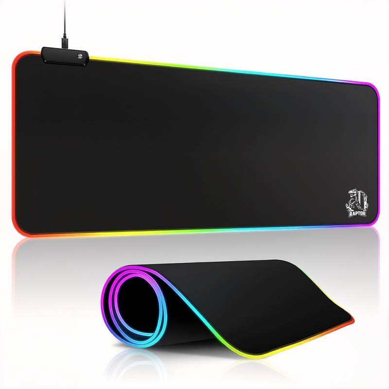 Mouse Pad Gamer Raptor Ultra Glide RGB Antideslizante Impermeable Xl (900x400x3mm) (3040) - I-Computacion