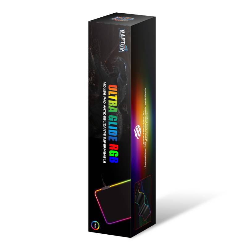 Mouse Pad Gamer Raptor Ultra Glide RGB Antideslizante Impermeable Xl (900x400x3mm) (3040) - I-Computacion