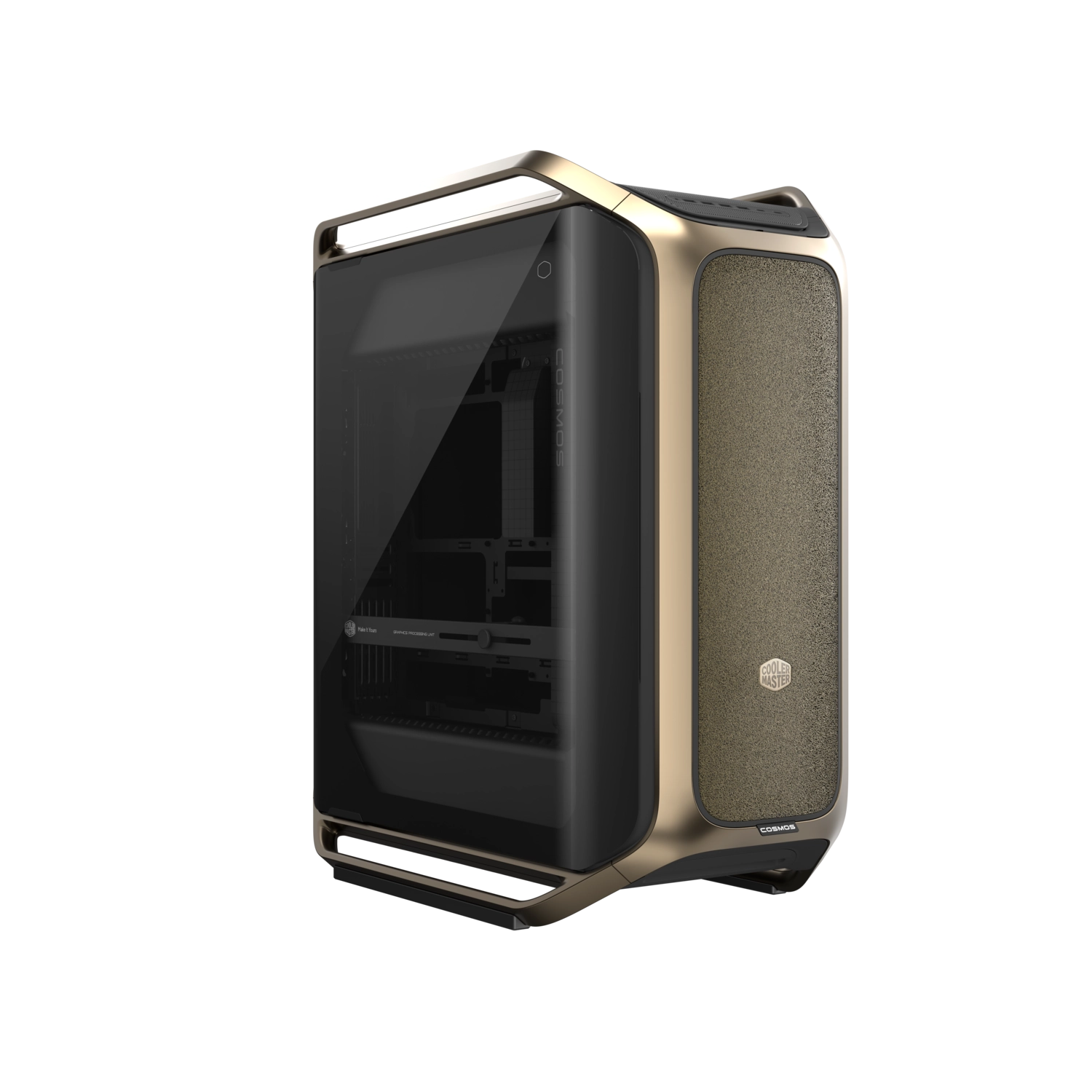 Gabinete Cooler Master Cosmos Alpha Gold Full Tower 3 Fans Tempered Glass Logo Bañado en Oro 24k S/fuente - I-Computacion